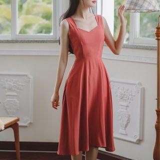 Sleeveless Midi A-line Dress / Chiffon Jacket