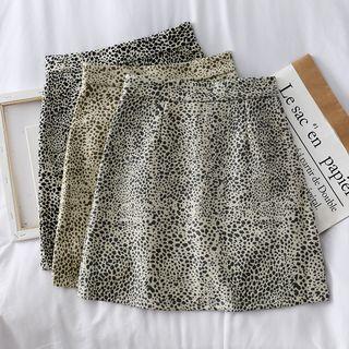 Faux-suede Leopard-print Mini Skirt