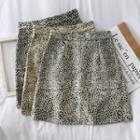 Faux-suede Leopard-print Mini Skirt