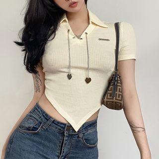 Chain Detail Asymmetrical Crop Top