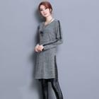 Long-sleeve Studded Trim Dress