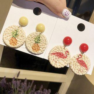 Woven Flamingo / Pineapple Dangle Earring
