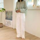 High-waist Rollup-hem Wide-leg Pants