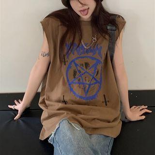 Print Tank Top Coffee - One Size