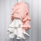 Ruffle Trim Blouse / Mini Layered Skirt