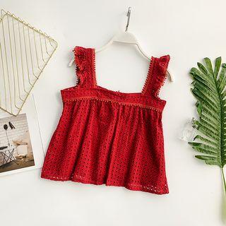 Sleeveless Perforated Lace Top
