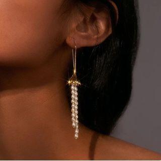 Flower Freshwater Pearl / Faux Pearl Fringed Earring