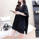 Oversized V-neck Plain T-shirt
