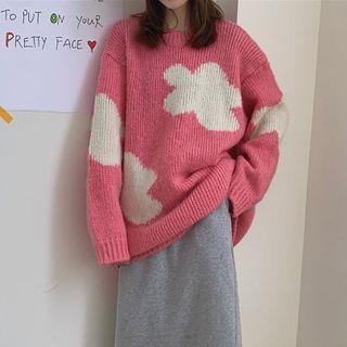 Jacquard Long-sleeve Sweater Sweater - Pink - One Size