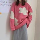 Jacquard Long-sleeve Sweater Sweater - Pink - One Size