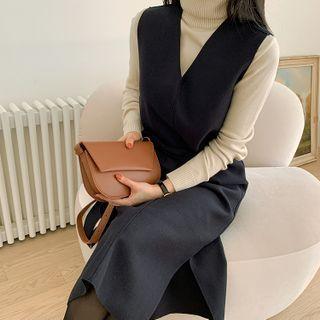 Sleeveless Woolen Midi Shift Dress