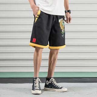 Tiger Embroidered Shorts