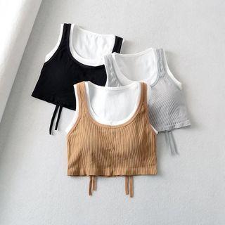 Mock Two-piece Padded Cropped Tank Top