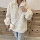 Stand-collar Zip-up Fleece Sweater