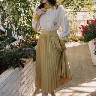 Set: Pleated Midi Skirt + Shirt