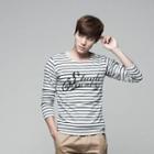 Long-sleeve Lettering Striped T-shirt