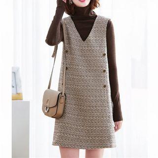 Set: Turtleneck Sweater + Sleeveless A-line Dress