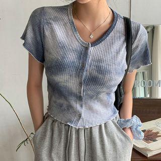 Lettuce-edge Dyed Cropped Cardigan