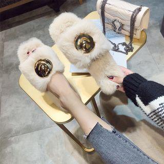 Round Buckled Fluffy Slippers