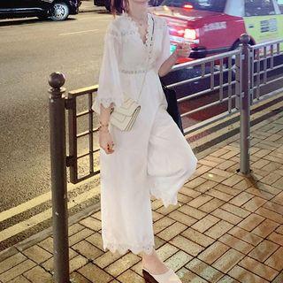 Bell-sleeve Lace Playsuit / Bell-sleeve Lace Jumpsuit