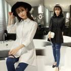 3/4-sleeve Mesh Panel Shirt