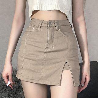 High-waist Slit Mini Skort