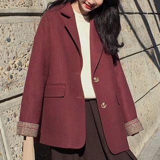 Double-button Gingham Cuff Blazer