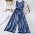 Checker Sleeveless Overall With Sash