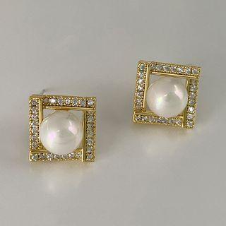 Faux Pearl Rhinestone Alloy Earring 1 Pair - 14k Gold - One Size