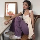 Sleeveless Frill Trim Top / Wide-leg Jeans