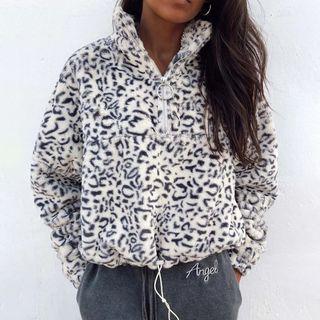Leopard Print Half-zip Top
