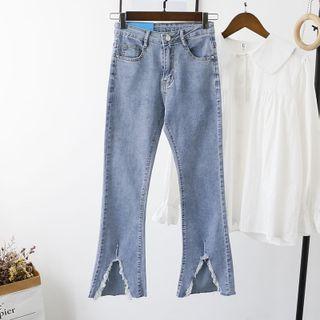 Distressed Slit Bootcut Jeans