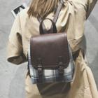Plaid Panel Faux-leather Backpack