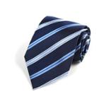 Striped Silk Neck Tie (8cm) Blue - One Size