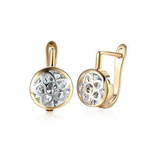 Elegant Plated Champagne Gold Pierced Round Cubic Zircon Earrings Champagne - One Size