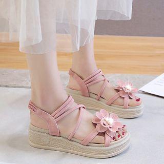 Flower Accent Espadrille Platform Sandals