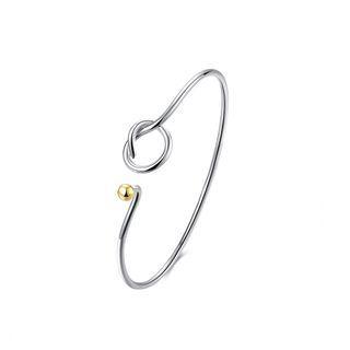 Classic Simple Golden Bead Bangle Silver - One Size