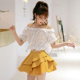 Set: Bikini Top + Swim Skirt + Cover-up Top