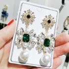 Faux Crystal Faux Pearl Dangle Earring 1 Pair - White - One Size