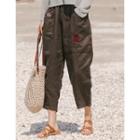 Band-waist Patch-trim Harem Pants