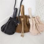 Sherpa-fleece Bucket Bag With Shoulder Strap
