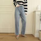Hidden Band-waist Straight-leg Jeans