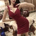Wide Strap Knotted Sheath Dress