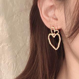 Alloy Heart Dangle Earring 1 Pair - Al2046 - Love Heart - Gold - One Size