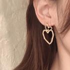 Alloy Heart Dangle Earring 1 Pair - Al2046 - Love Heart - Gold - One Size