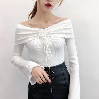 Bell Sleeve Off-shoulder Knit Top