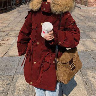 Fluffy Trim Hooded Parka Jacket