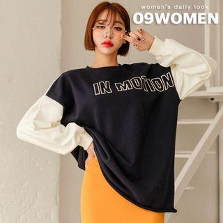Letter Color-block Oversize Sweatshirt