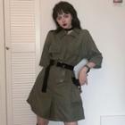 Short-sleeve Pocketed Playsuit As Shown In Figure - One Size
