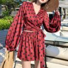 Set: Long-sleeve Dotted Top + Wide-leg Shorts